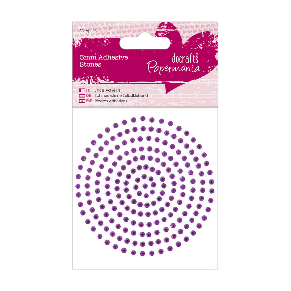 3mm Self Adhesive Stones by Papermania Purple (206 pieces) PDA Card