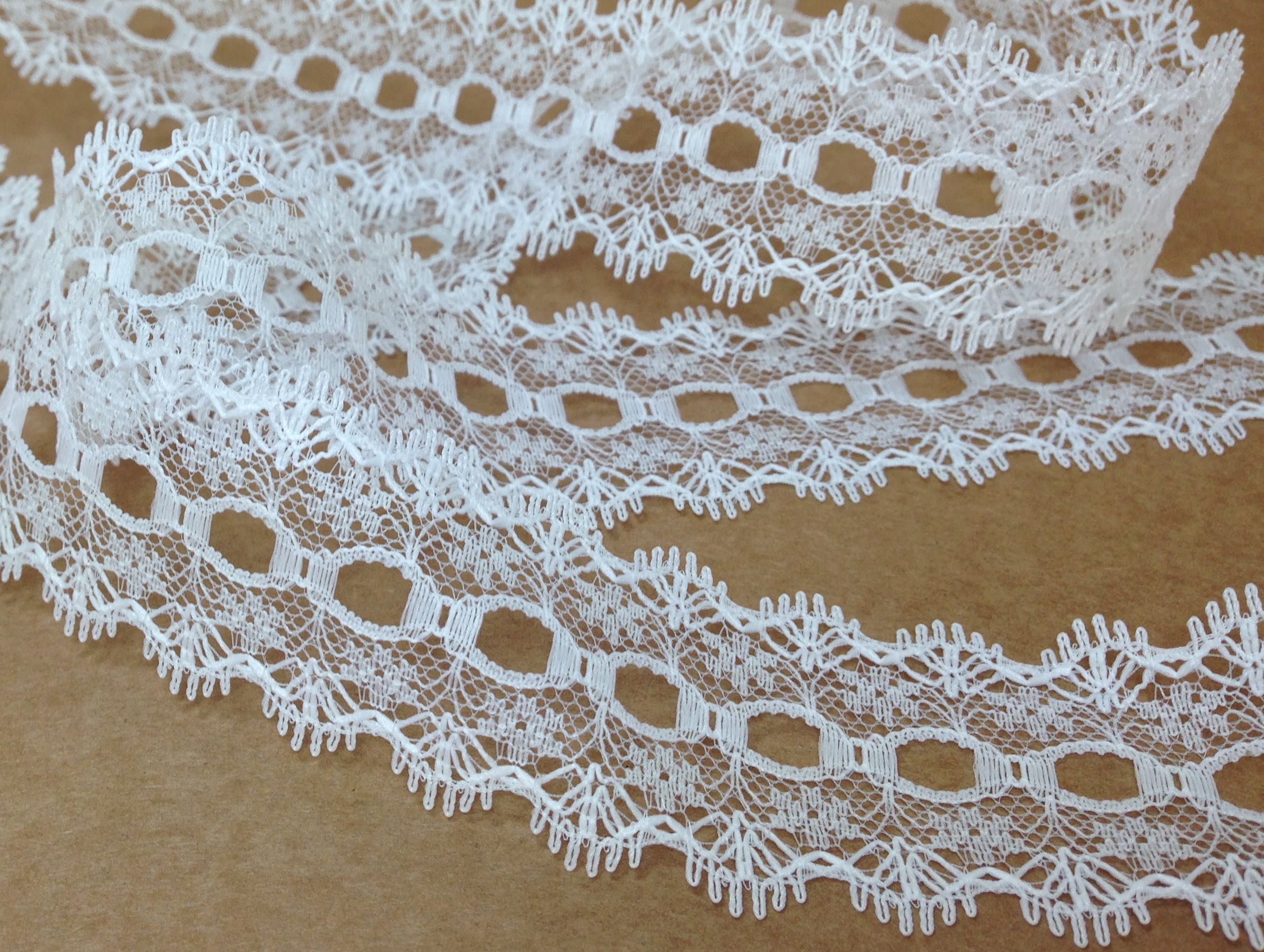 30mm Wide White Eyelet Lace