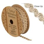 8mm Natural Hessian Ribbon (Pattern 279) - 4.5m ROLL