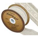 38mm Linen & Lace Stitched Edge Ribbon - 4.5m ROLL (No: 61)