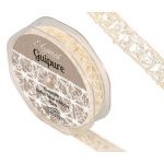 Eleganza Guipure - 15mm Open Lace Satin Ribbon - Ivory (10m ROLL)