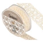 Eleganza Guipure - 25mm Open Lace Satin Ribbon - Ivory (10m ROLL)