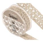 Eleganza Guipure - 25mm Open Lace Satin Ribbon - Vintage (10m ROLL)