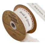 38mm Eleganza Cotton Lace Edge - Bride & Groom Ribbon (4m ROLL)