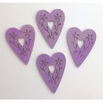 Painted Wooden Hearts - Lavender