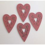 Painted Wooden Hearts - Antique Pink
