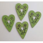 Painted Wooden Hearts - Lime