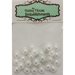Flat Backed Pearl Medallion - White 11mm