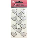 Silver Flourish Hearts - Artwork 3D Toppers