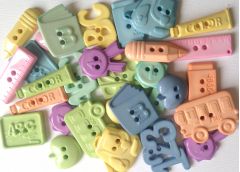 School Days Button Mix Pack - Pastels