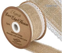 50mm Natural Lace Edge Hessian - 4.5m ROLL