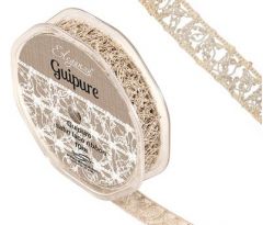 Eleganza Guipure - 15mm Open Lace Satin Ribbon - Vintage (10m ROLL)