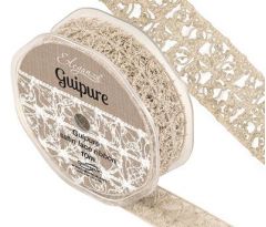 Eleganza Guipure - 25mm Open Lace Satin Ribbon - Vintage (10m ROLL)