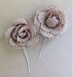 Large Burlap Flowers - Pack of 2