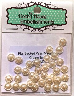 Flat Backed Pearl Medallion - Ivory 8mm
