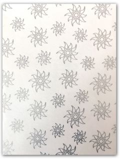 A4 Handmade Paper - White with Silver Glitter Sun Pattern