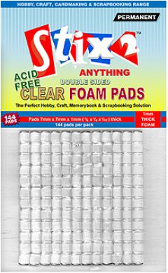 Stix 2 - Clear Foam Pads - 7mm x 7mm x 1mm - 144 Per Pack