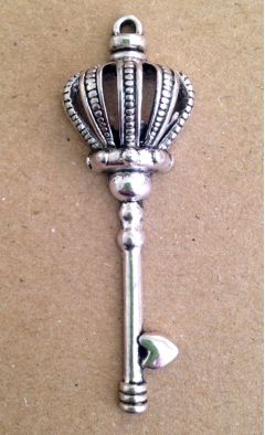 Silver Crown Key - Metal Charm