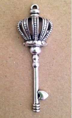 Silver Crown Key - Metal Charm