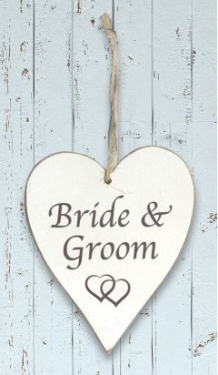 Wooden Heart - Bride & Groom