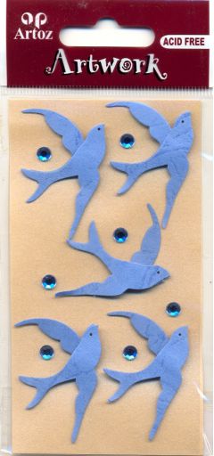 Blue Birds & Gems - Artwork 3D Stickers
