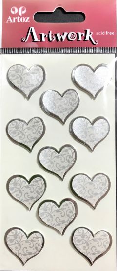 Silver Flourish Hearts - Artwork 3D Toppers