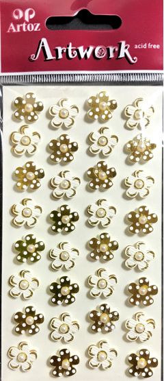 White & Gold Mini Flowers - Artwork 3D Toppers