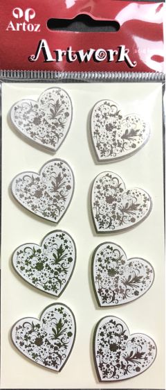 Silver Foiled Hearts - Artwork 3D Toppers