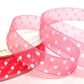 Coral with White dots Organza Ribbon - 10mm